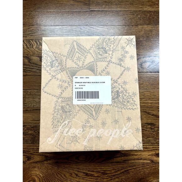 NIB Free People Lucite Block Heel Wrap Suede Heel Mules Blue Women's Size 7.5 - Picture 9 of 13